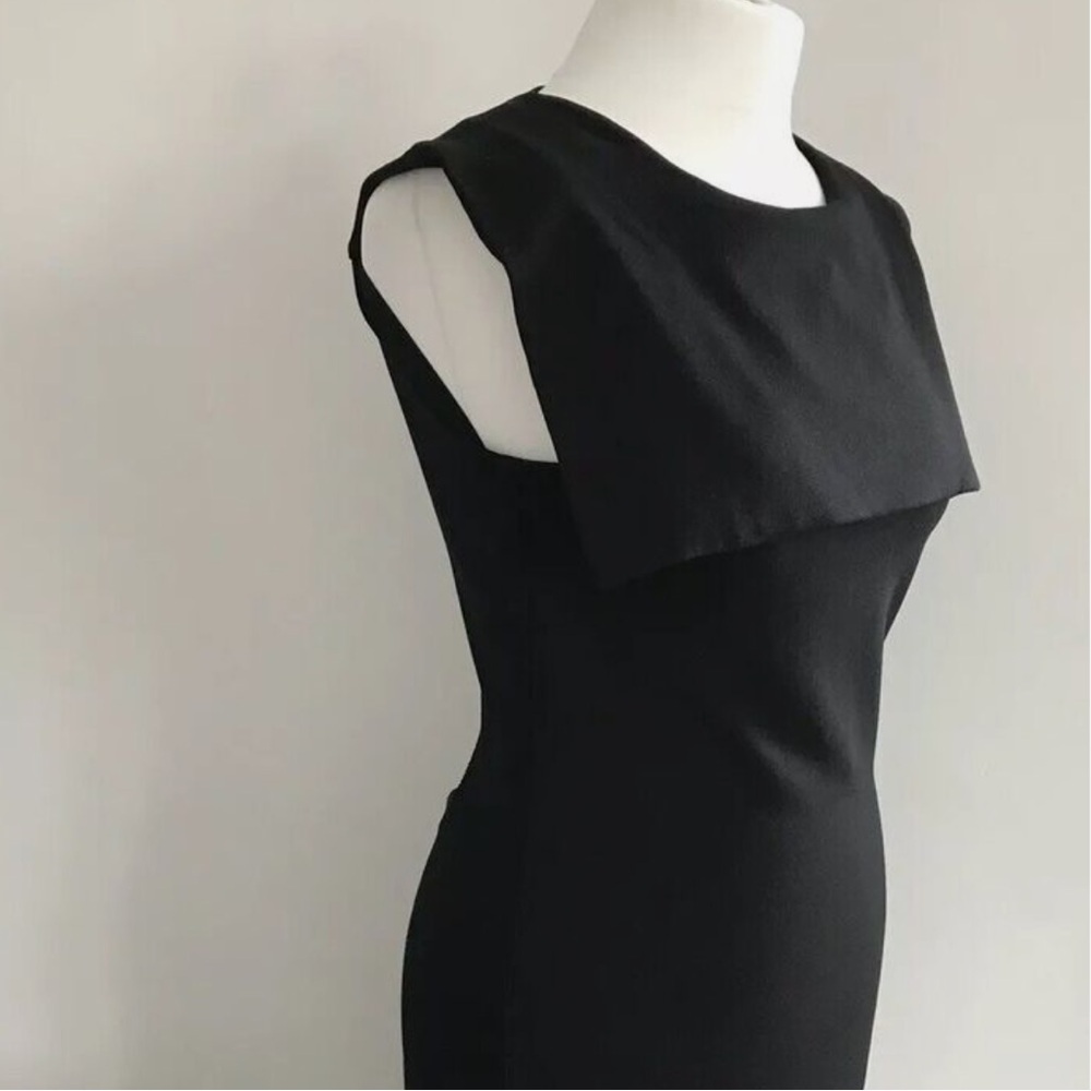 COS black knit dress with front flap and cutout back - size Large (L) - Picture 2 of 8